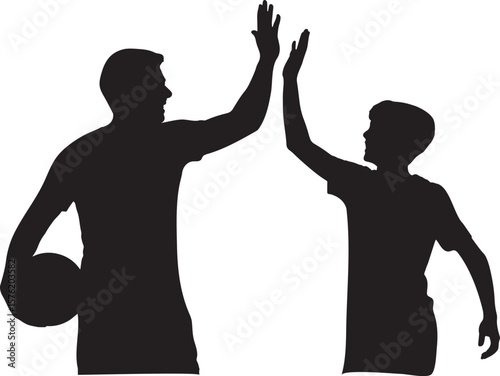 Two People High-Fiving Friendship Success Silhouette