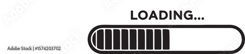 Vector art of black loading bar with progress segments on transparent background
