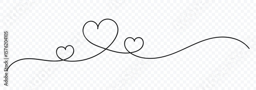 Continuous heart line drawing fancy minimalist illustration. Abstract love symbol. Love outline symbol. Continuous line art drawing. Vector illustration