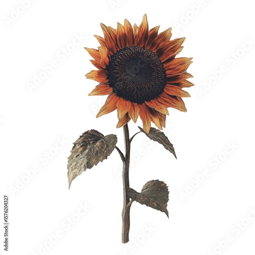 A lone sunflower stands tall amidst vibrant abstract lines radiating energy and warmth