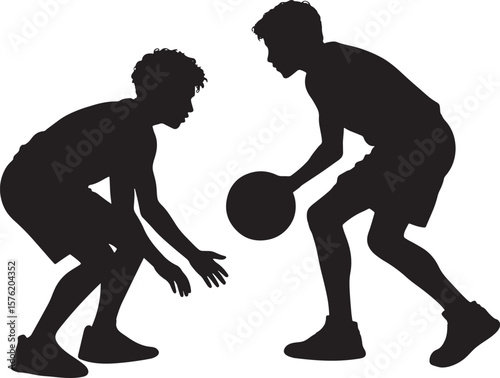 Dynamic Basketball Player Action Silhouettes