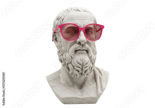Isolated Socrates Bust with Sunglasses Intellectual Style