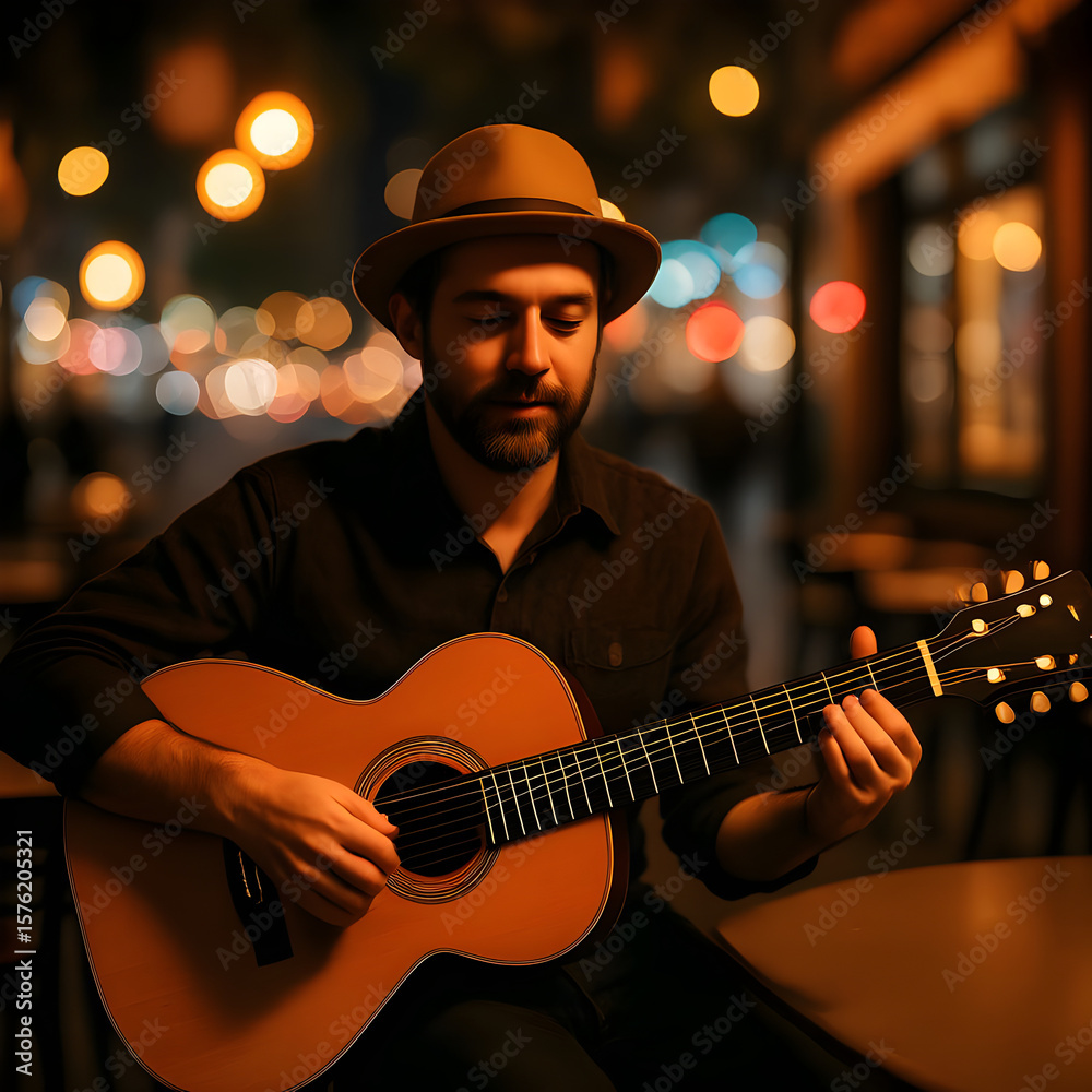 Obraz premium man playing guitar