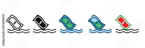 Cash Drain Icon Set Multiple Style Collection