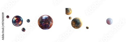 A set of 3D spheres floating in abstract space.