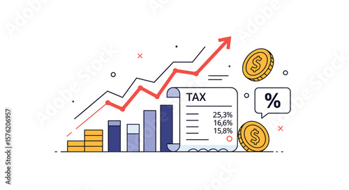 Financial growth and tax analysis illustrating economic progress and fiscal understanding