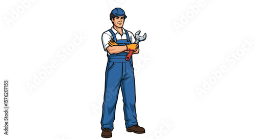 Skilled mechanic ready for any automotive repair task holding tools