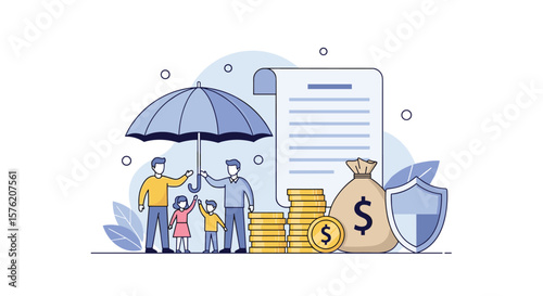 Financial protection security for family with insurance and savings growth