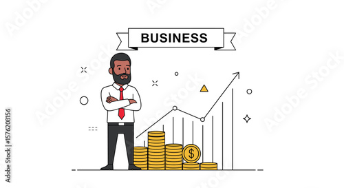 Successful businessman overseeing financial growth and company expansion
