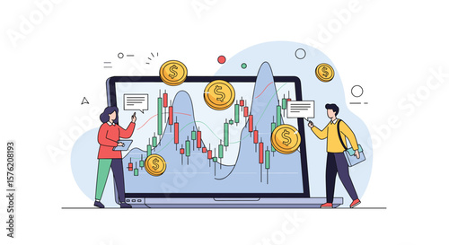 Financial market analysis people examining trading charts and cryptocurrency data online