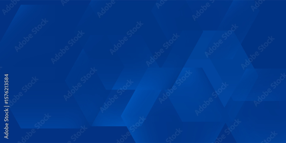 Obraz premium Modern abstract blue background with glowing geometric lines. Blue gradient hexagon shape design. Futuristic modern