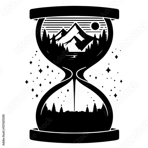 Hourglass with Mountains Inside