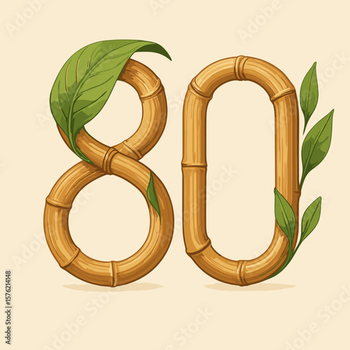 Natural Bamboo Number Eighty Eco-Friendly Design Element