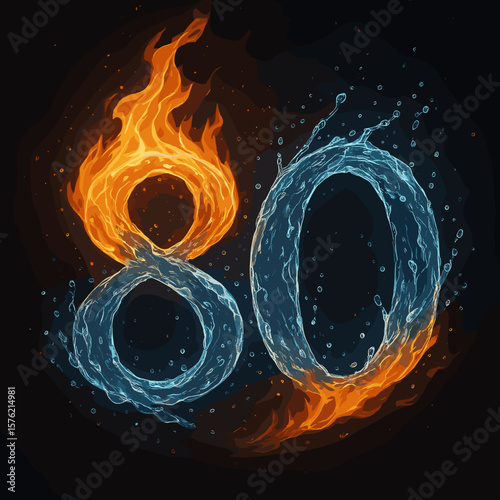 Fiery 80 A Stunning Visual of Opposing Elements, Fire and Water