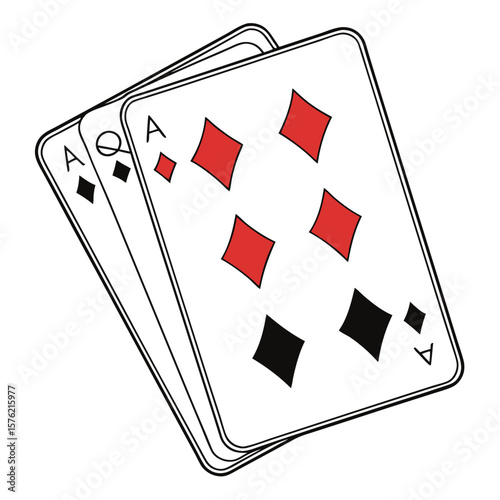 Minimalist Illustration of Overlapping Playing Cards Featuring the Ace of Spades and Other Cards for Card Game Enthusiasts and Visual Design Projects
