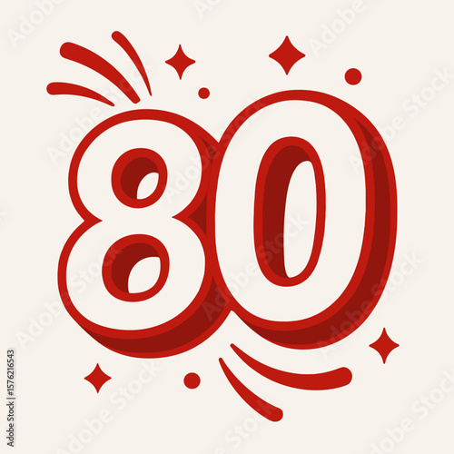 Celebrating 80 Years A Festive Red Number Eighty Design