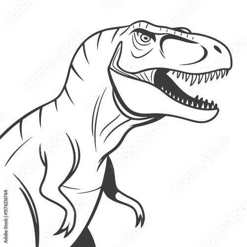 Detailed illustration of a vibrant and fierce theropod dinosaur showcasing sharp teeth and distinctive features suitable for educational and