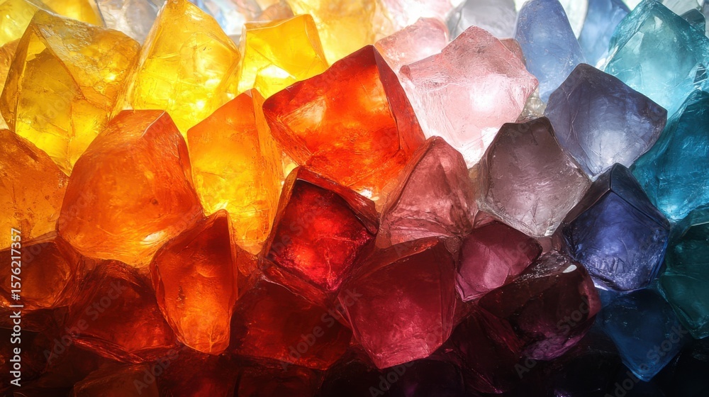 Arrangement of Colored Translucent Crystals Arrangement of Colored Translucent Crystals