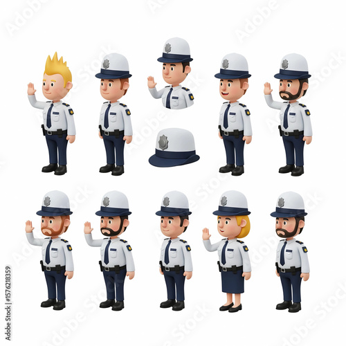 Cartoon Officers, Patrol Cars, Crime Scene Equipment, Safety Signs, Surveillance Icons, Handcuffs, Traffic Tools -Massive 3D Police Clipart Pack & Law Enforcement Accessories Crime Prevention Month   
