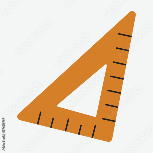 Triangle ruler vector – Bold orange triangle ruler with black measurement marks. Great for school projects, educational visuals, drafting tools, and geometry illustrations