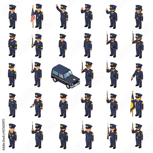 Cartoon Officers, Patrol Cars, Crime Scene Equipment, Safety Signs, Surveillance Icons, Handcuffs, Traffic Tools -Massive 3D Police Clipart Pack & Law Enforcement Accessories Crime Prevention Month   