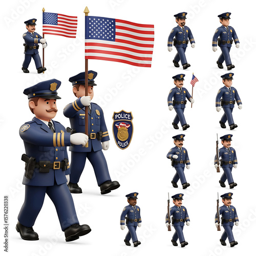 Cartoon Officers, Patrol Cars, Crime Scene Equipment, Safety Signs, Surveillance Icons, Handcuffs, Traffic Tools -Massive 3D Police Clipart Pack & Law Enforcement Accessories Crime Prevention Month   