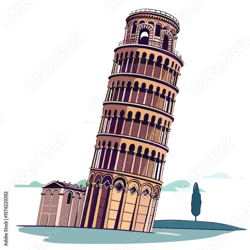 Leaning Tower of Pisa in Artistic Style