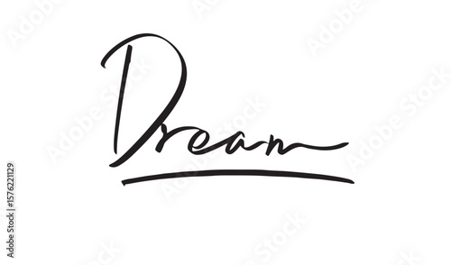 Dream text font calligraphy hand written lettering script black color object icon dream dreamlike happy sky inspiration success imagination aspiration freedom lifestyle relaxation dream motivation art