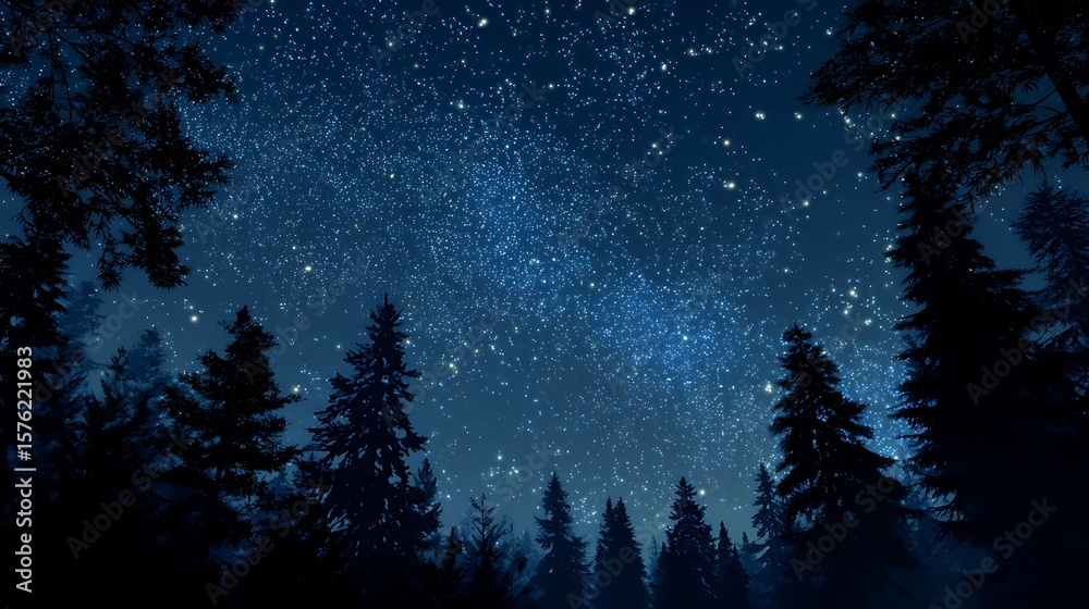 Night Sky Over Forest Night Sky Over Forest