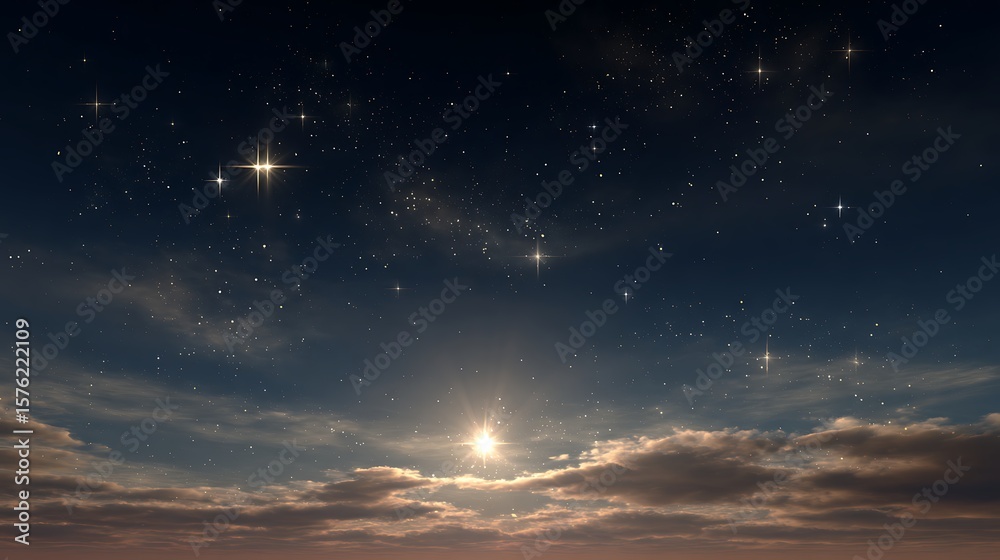 Fototapeta premium Night Sky with Stars and Clouds