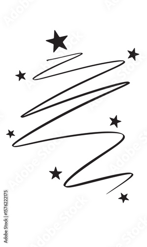 Tree pine black color element design graphic merry christmas star happy new year santa claus decoration ornament tree pine line black color drawing holiday winter december merry christmas xmas doodle