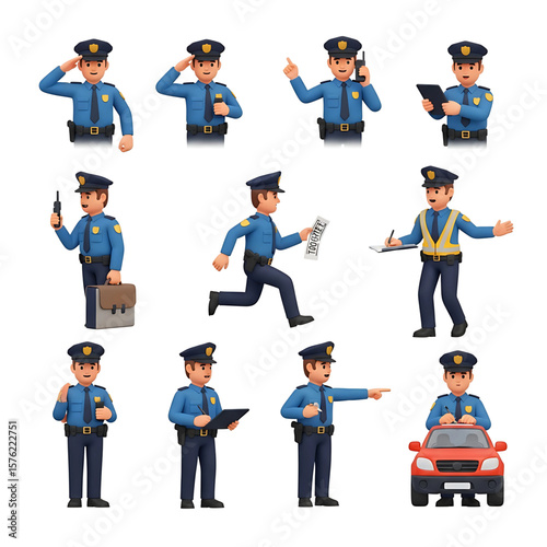 Cartoon Officers, Patrol Cars, Crime Scene Equipment, Safety Signs, Surveillance Icons, Handcuffs, Traffic Tools -Massive 3D Police Clipart Pack & Law Enforcement Accessories Crime Prevention Month   