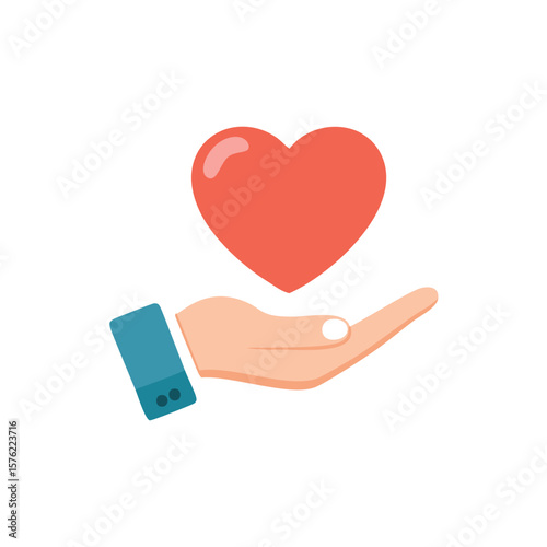 Hand holding red heart symbol love