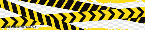 Seamless barrier tape. Construction border. Black and yellow restriction line. Do not cross boundary tape. modern eps 10.