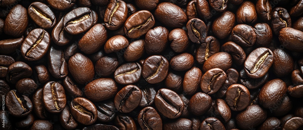 Fototapeta premium Close-up view of roasted coffee beans.