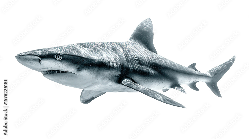 Fototapeta premium great white shark, isolated, transparent, png, background, cutout