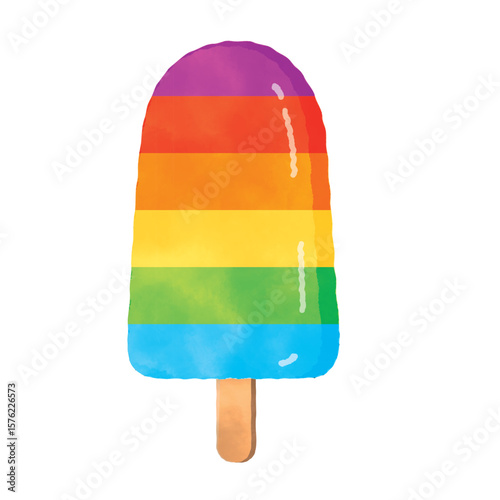 A bar of ice cream. Popsicle sticks. Ice cream on a stick. Summer. Colorful. Sweet. Cute. Rainbow. lgbt.

