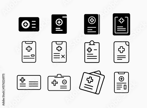 abstract medical card icon set vector template