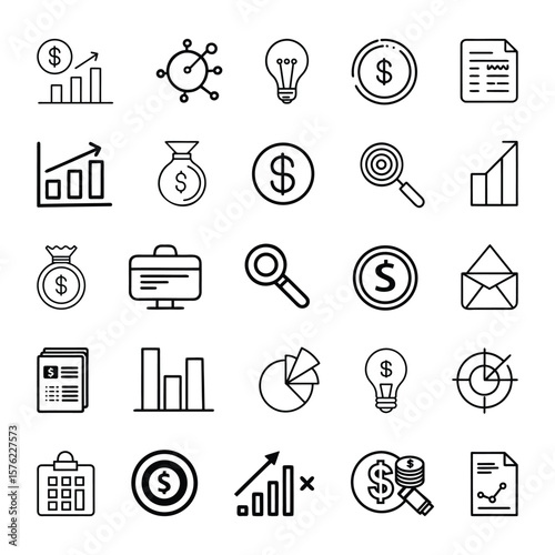Minimal Line Icons – Finance and Investment Concepts