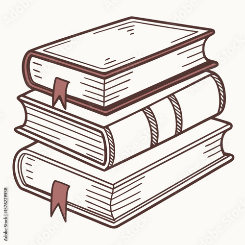 Stacked books illustration emphasizing knowledge accumulation and diverse literary themes suitable for educational or library visuals creating an