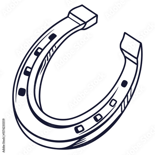 illustration of a horseshoe symbolizing luck and protection with minimalistic line art design for visual emphasis