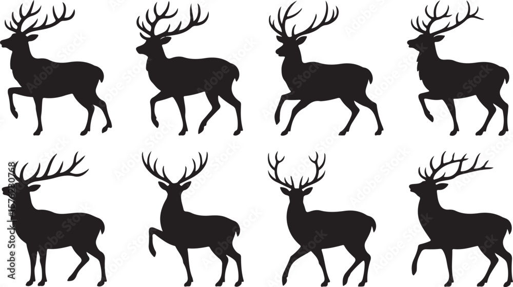 Fototapeta premium deer silhouette set