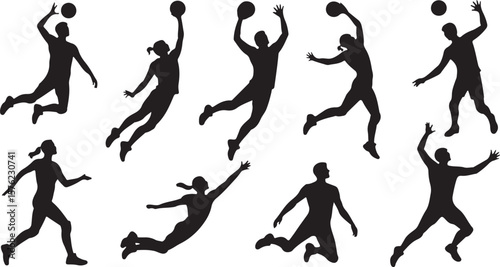 Wallpaper Mural vector silhouettes of volleyball player Torontodigital.ca