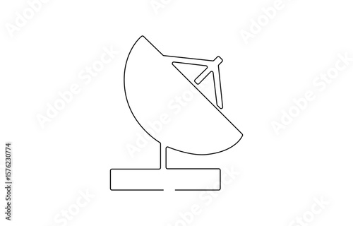 Continuous line drawing of satellite dish, object one line single line art, Technology device , Radar Dish continuous one line drawing.