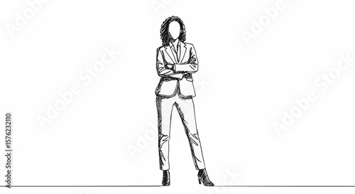 A strong business professional standing confidently with arms crossed.