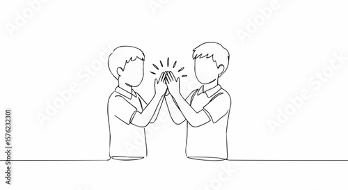 Two people high-fiving in celebration, a symbol of teamwork and success.
