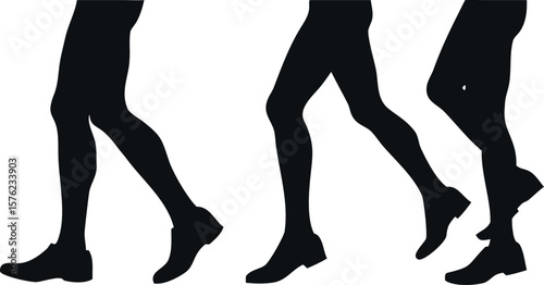 Silhouette illustration of the human legs walking in phases.