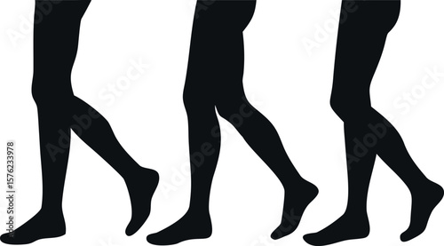 Silhouette illustration of the human legs walking in phases.