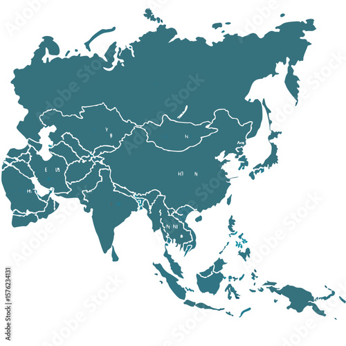 Detailed political map of Asia highlighting country borders, major rivers, and geographic features across the continent for educational and