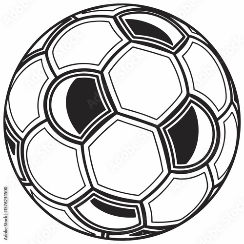 Modern abstract soccer ball design with intricate geometric patterns and high contrast black and white elements capturing sports enthusiasm and
